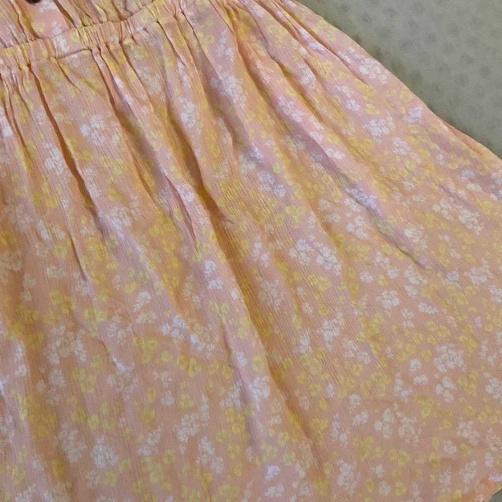 NWT Hurley Peach Floral Light Pink Print V Neck Cinched Waist Dress Large - Picture 3 of 8